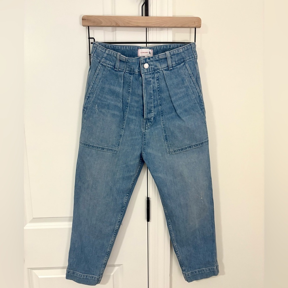 Sundry High Rise Light Wash Jeans Utility Pocket Denim Size 27